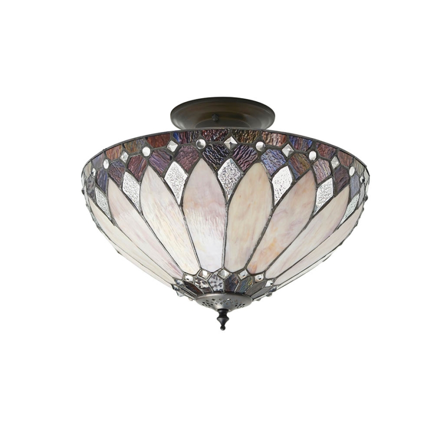 Endon 63978 - Flush-mounted Tiffany chandelier BROOKLYN 3xE27/60W/230V diam. 40 cm