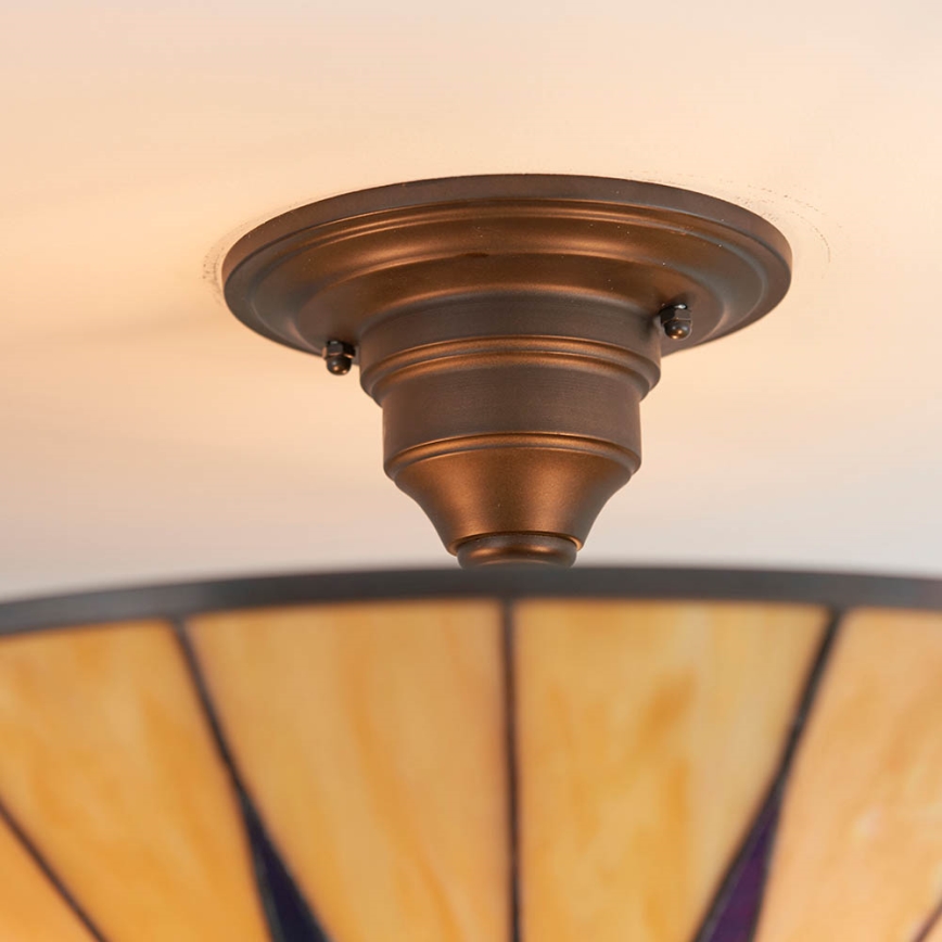 Endon 64043 - Flush-mount Tiffany ceiling light DARK STAR 3xE27/60W/230V Ø 49 cm