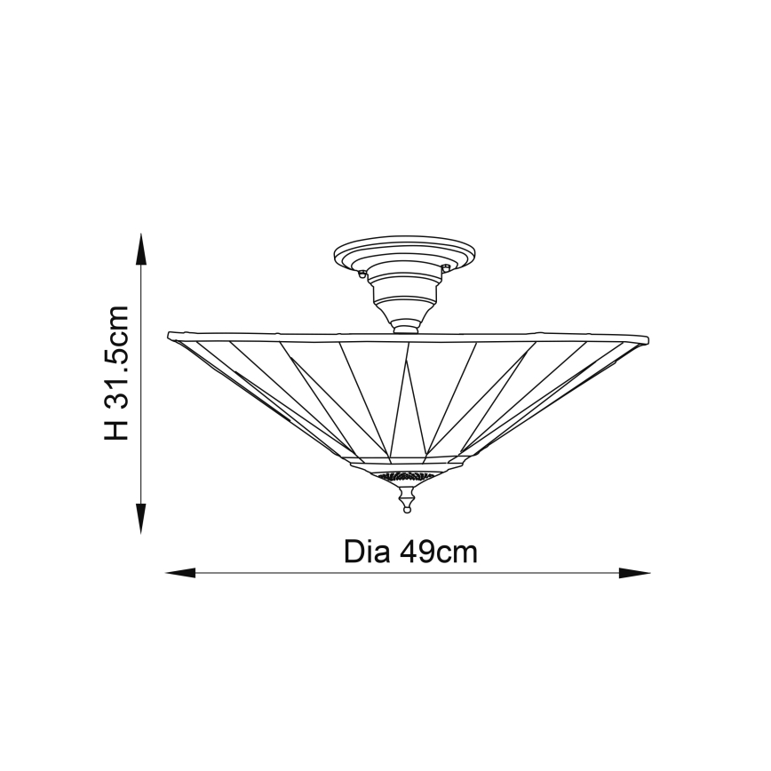 Endon 64043 - Flush-mount Tiffany ceiling light DARK STAR 3xE27/60W/230V Ø 49 cm