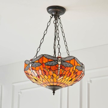 Endon 64076 - Tiffany DRAGONFLY chain-hung chandelier 3xE27/60W/230V Ø 41 cm