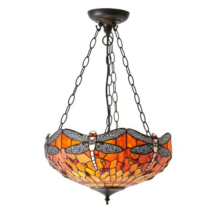 Endon 64076 - Tiffany DRAGONFLY chain-hung chandelier 3xE27/60W/230V Ø 41 cm