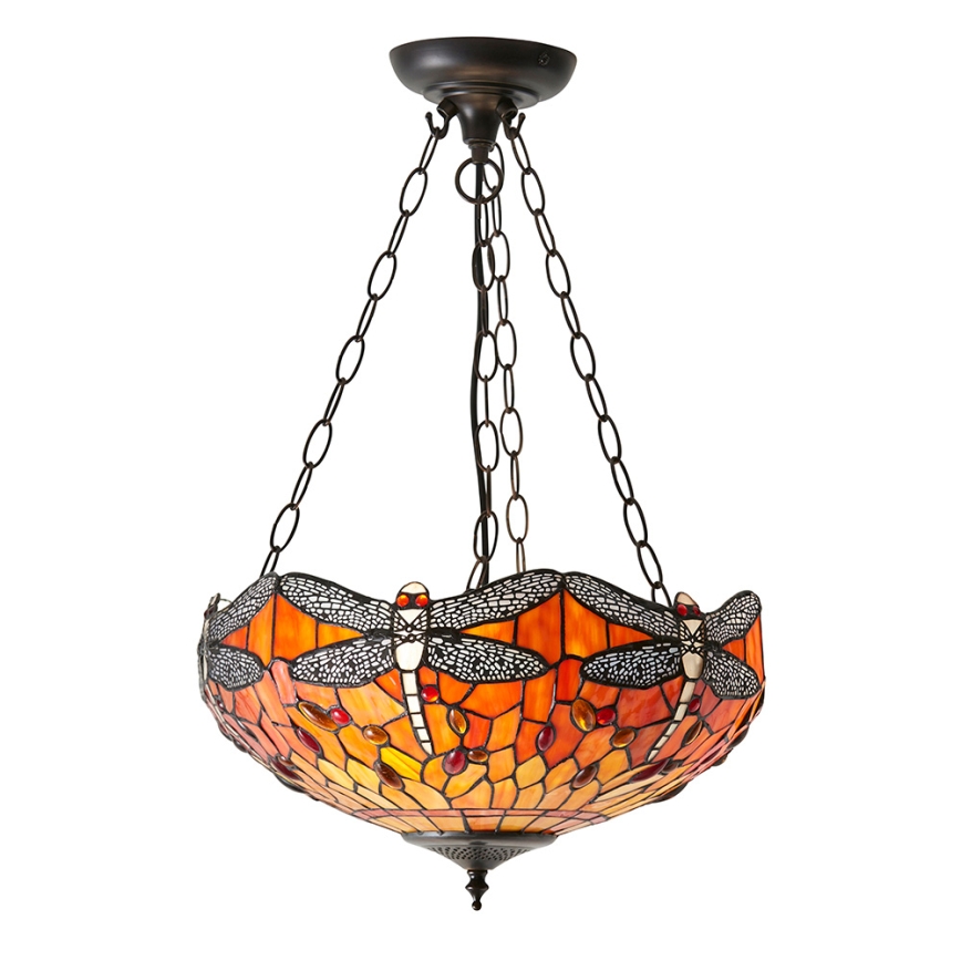 Endon 64076 - Tiffany DRAGONFLY chain-hung chandelier 3xE27/60W/230V Ø 41 cm