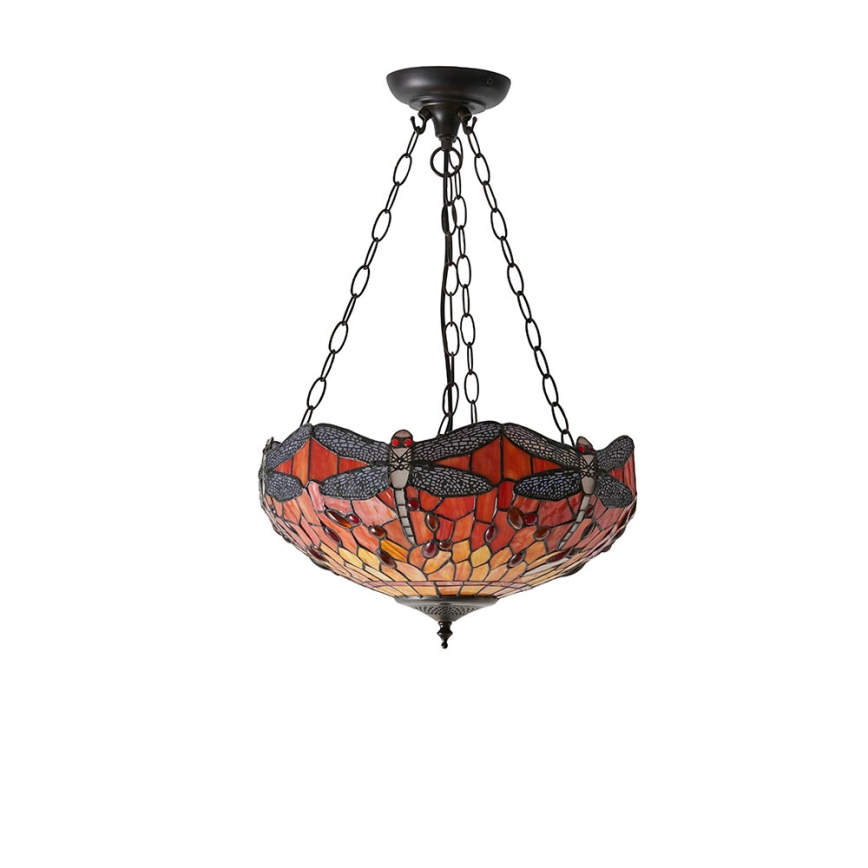 Endon 64076 - Tiffany DRAGONFLY chain-hung chandelier 3xE27/60W/230V Ø 41 cm