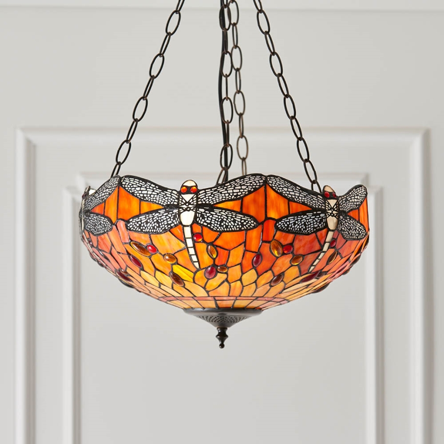 Endon 64076 - Tiffany DRAGONFLY chain-hung chandelier 3xE27/60W/230V Ø 41 cm