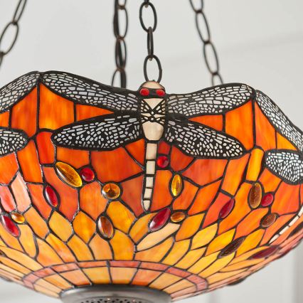 Endon 64076 - Tiffany DRAGONFLY chain-hung chandelier 3xE27/60W/230V Ø 41 cm