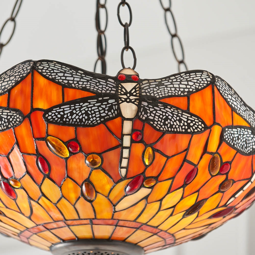 Endon 64076 - Tiffany DRAGONFLY chain-hung chandelier 3xE27/60W/230V Ø 41 cm