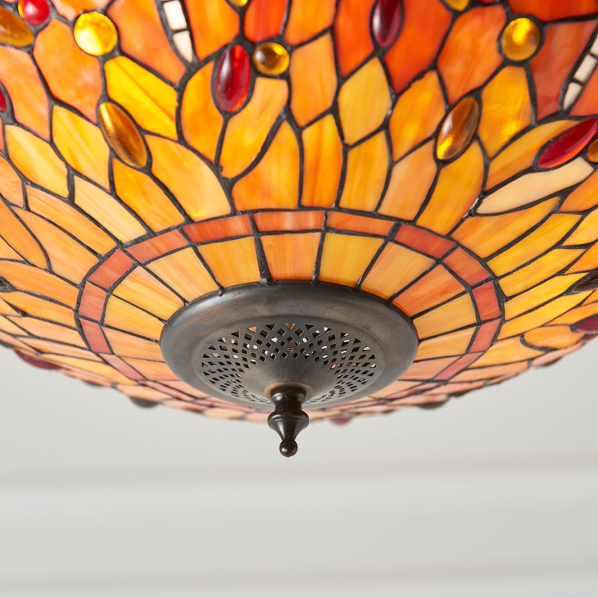 Endon 64076 - Tiffany DRAGONFLY chain-hung chandelier 3xE27/60W/230V Ø 41 cm