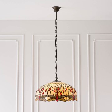 Endon 64079 - Tiffany DRAGONFLY chain-hung chandelier 3xE27/60W/230V Ø 50 cm