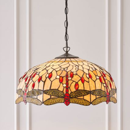 Endon 64079 - Tiffany DRAGONFLY chain-hung chandelier 3xE27/60W/230V Ø 50 cm