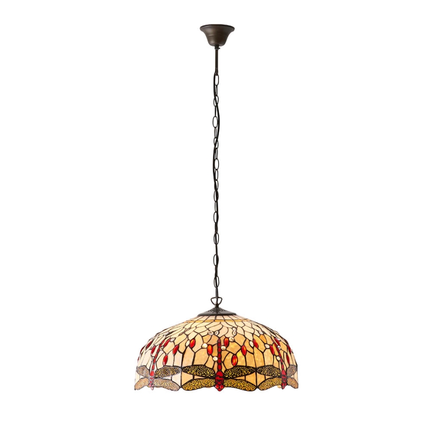 Endon 64079 - Tiffany DRAGONFLY chain-hung chandelier 3xE27/60W/230V Ø 50 cm