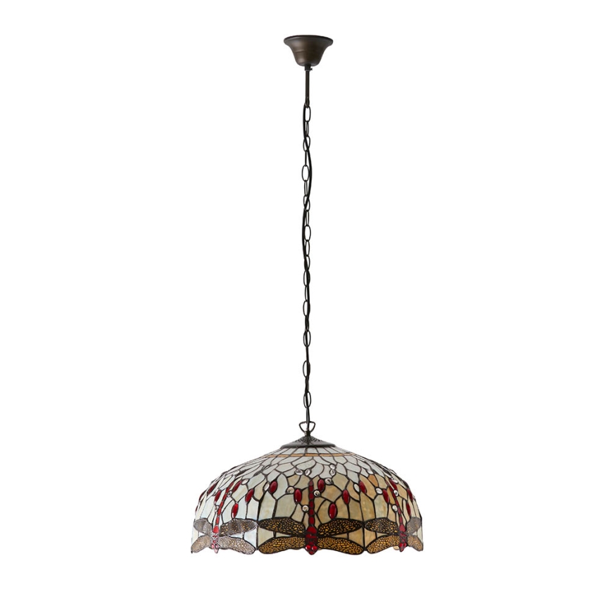 Endon 64079 - Tiffany DRAGONFLY chain-hung chandelier 3xE27/60W/230V Ø 50 cm