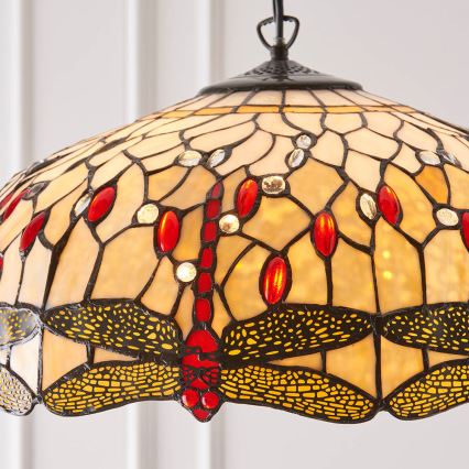 Endon 64079 - Tiffany DRAGONFLY chain-hung chandelier 3xE27/60W/230V Ø 50 cm