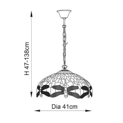 Endon 64080 - Tiffany DRAGONFLY chain-hung chandelier 3xE27/60W/230V Ø 41 cm