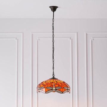 Endon 64081 - Chain-hung Tiffany DRAGONFLY chandelier 3xE27/60W/230V Ø 41 cm