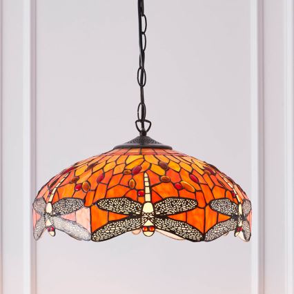 Endon 64081 - Chain-hung Tiffany DRAGONFLY chandelier 3xE27/60W/230V Ø 41 cm
