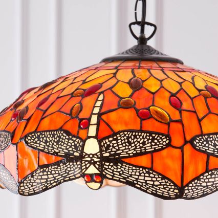 Endon 64081 - Chain-hung Tiffany DRAGONFLY chandelier 3xE27/60W/230V Ø 41 cm