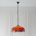 Endon 64082 - Tiffany DRAGONFLY chain-suspended chandelier, 3 x E27 (max. 60 W each), 230 V, diameter 50 cm