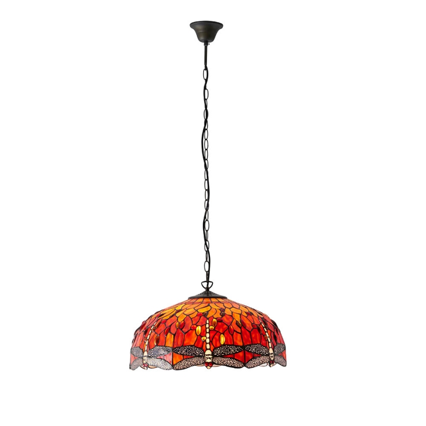 Endon 64082 - Tiffany DRAGONFLY chain-suspended chandelier, 3 x E27 (max. 60 W each), 230 V, diameter 50 cm