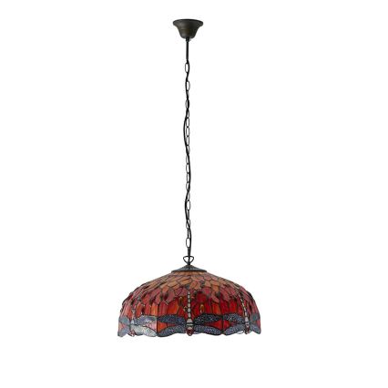 Endon 64082 - Tiffany DRAGONFLY chain-suspended chandelier, 3 x E27 (max. 60 W each), 230 V, diameter 50 cm