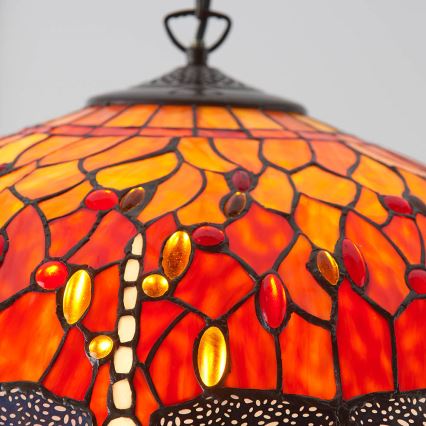 Endon 64082 - Tiffany DRAGONFLY chain-suspended chandelier, 3 x E27 (max. 60 W each), 230 V, diameter 50 cm