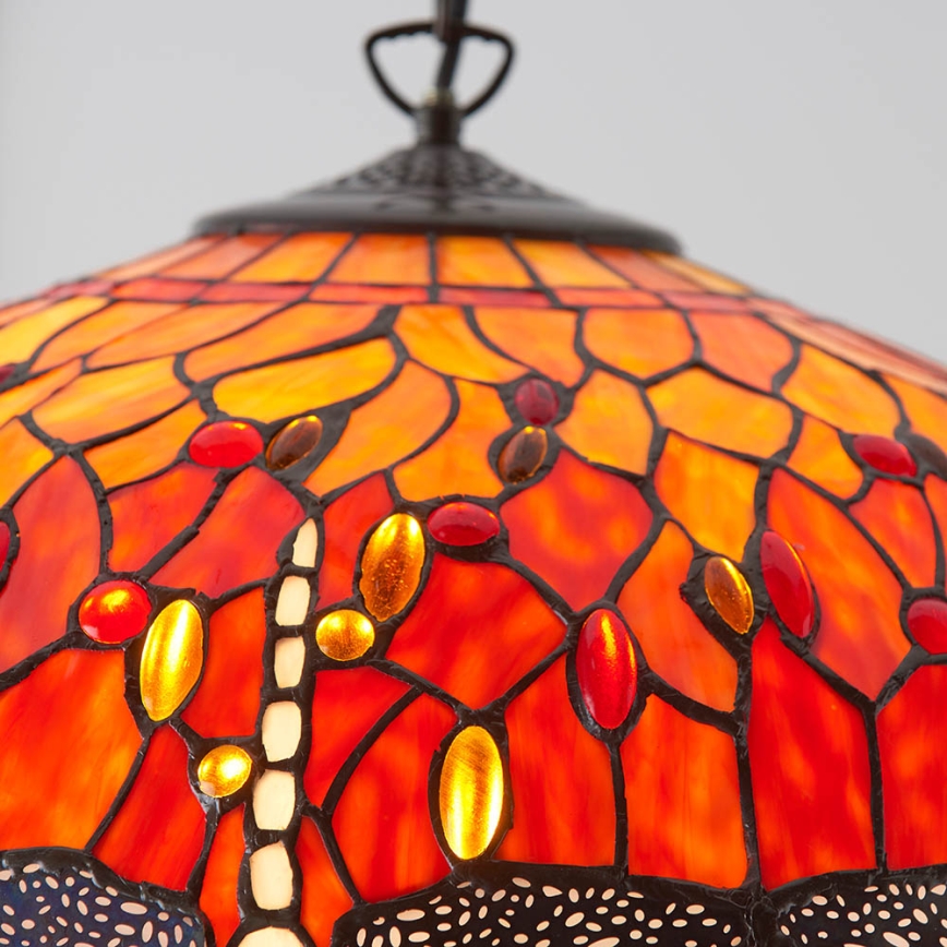 Endon 64082 - Tiffany DRAGONFLY chain-suspended chandelier, 3 x E27 (max. 60 W each), 230 V, diameter 50 cm