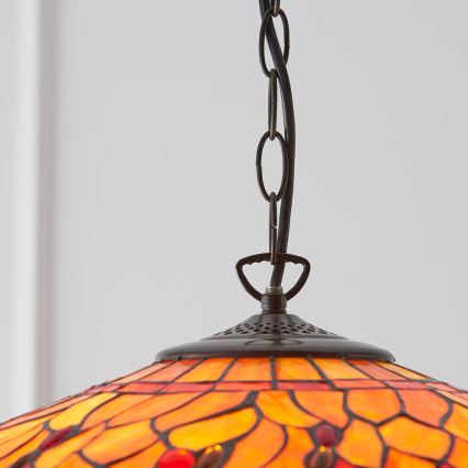 Endon 64082 - Tiffany DRAGONFLY chain-suspended chandelier, 3 x E27 (max. 60 W each), 230 V, diameter 50 cm