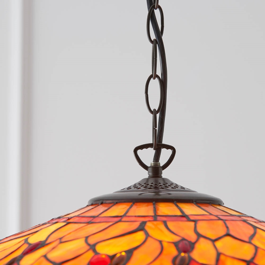 Endon 64082 - Tiffany DRAGONFLY chain-suspended chandelier, 3 x E27 (max. 60 W each), 230 V, diameter 50 cm