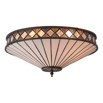 Endon 64145 - Tiffany FARGO Ceiling Light 2x E27/60W/230V Ø 41.5 cm