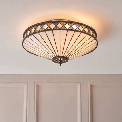 Endon 64145 - Tiffany FARGO Ceiling Light 2x E27/60W/230V Ø 41.5 cm