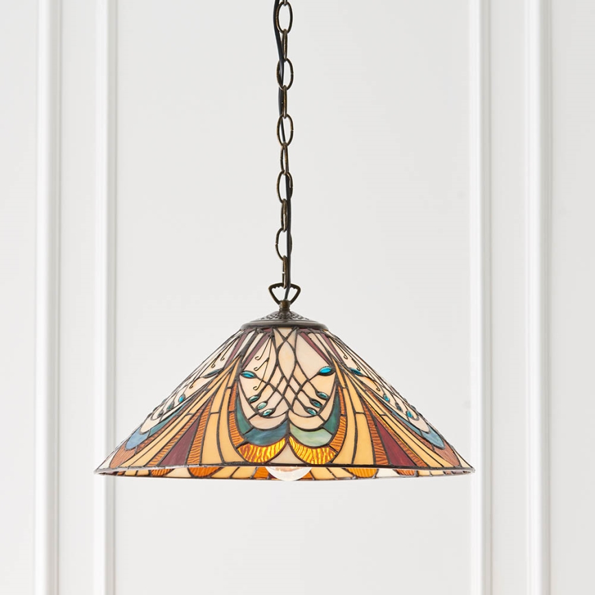 Endon 64162 - HECTOR Tiffany Chain Pendant Light 1xE27/60W/230V Ø 40 cm
