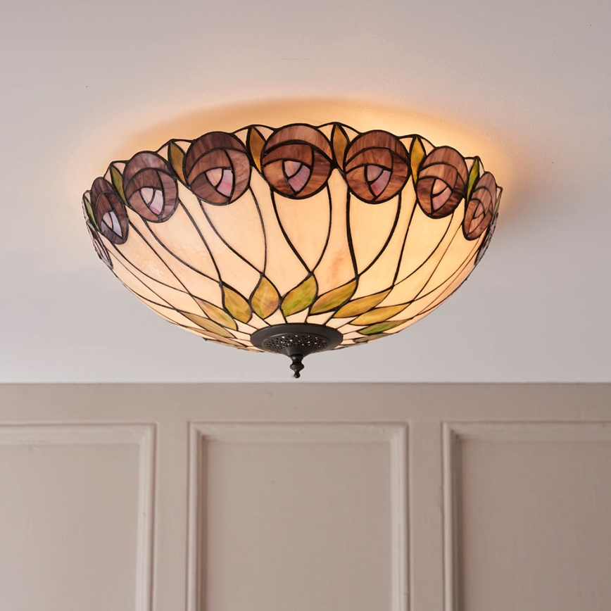 Endon 64173 - Tiffany Ceiling Light HUTCHINSON 2xE27/60W/230V diameter 50 cm