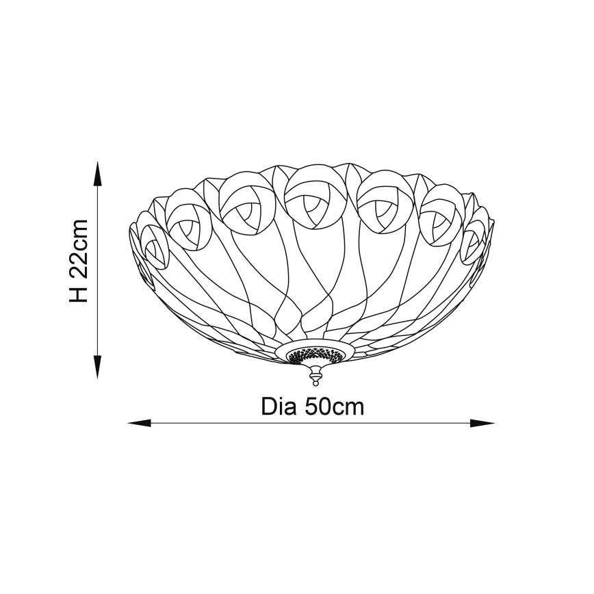 Endon 64173 - Tiffany Ceiling Light HUTCHINSON 2xE27/60W/230V diameter 50 cm