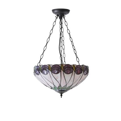 Endon 64175 - Chain-hung Tiffany chandelier HUTCHINSON 3xE27/60W/230V Ø 40 cm