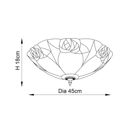 Endon 64182 - Tiffany INGRAM ceiling light 2xE27/60W/230V Ø 45 cm