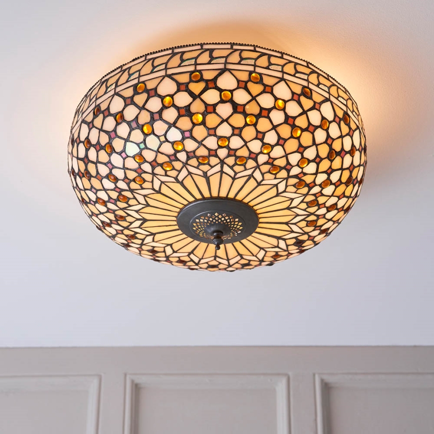 Endon 64276 - Tiffany MILLE FEUX Ceiling Light, 2x E27/60W/230V, Ø 45 cm