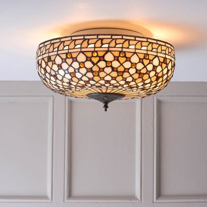 Endon 64276 - Tiffany MILLE FEUX Ceiling Light, 2x E27/60W/230V, Ø 45 cm
