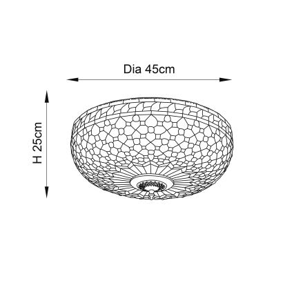 Endon 64276 - Tiffany MILLE FEUX Ceiling Light, 2x E27/60W/230V, Ø 45 cm