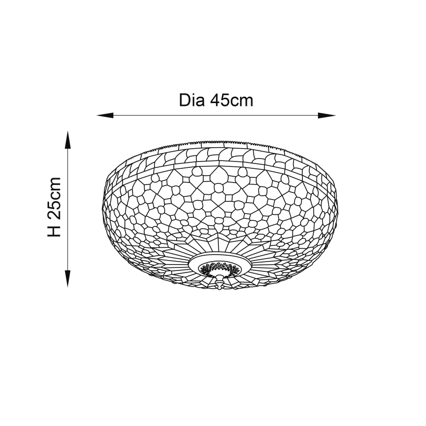 Endon 64276 - Tiffany MILLE FEUX Ceiling Light, 2x E27/60W/230V, Ø 45 cm