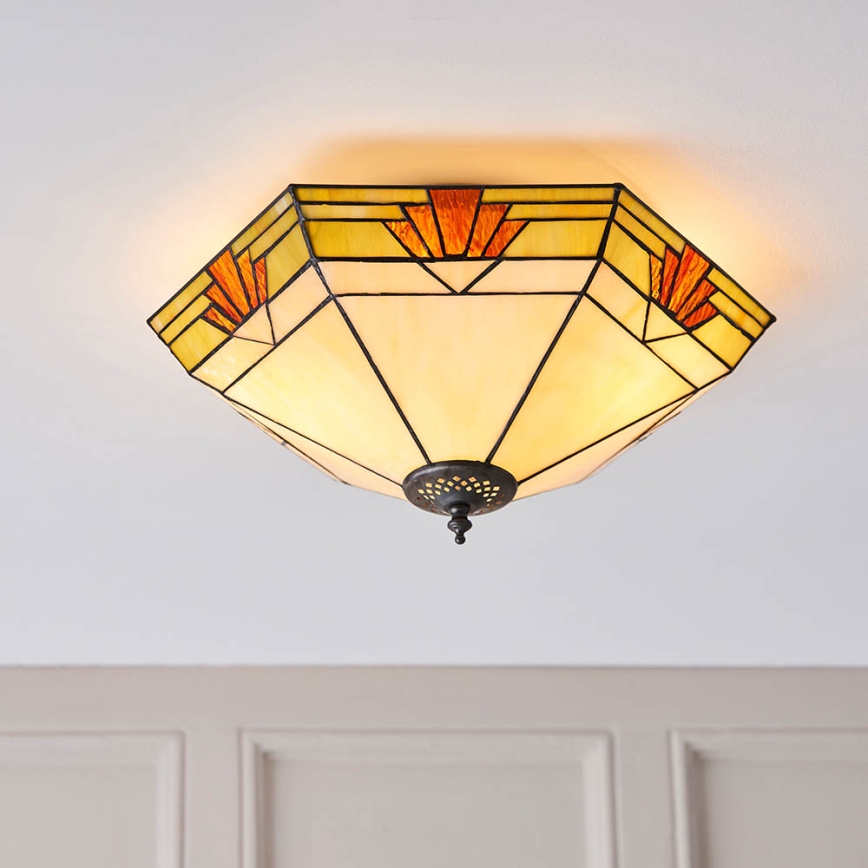 Endon 64284 - Tiffany NEVADA ceiling light 2xE27/60W/230V, Ø 40 cm
