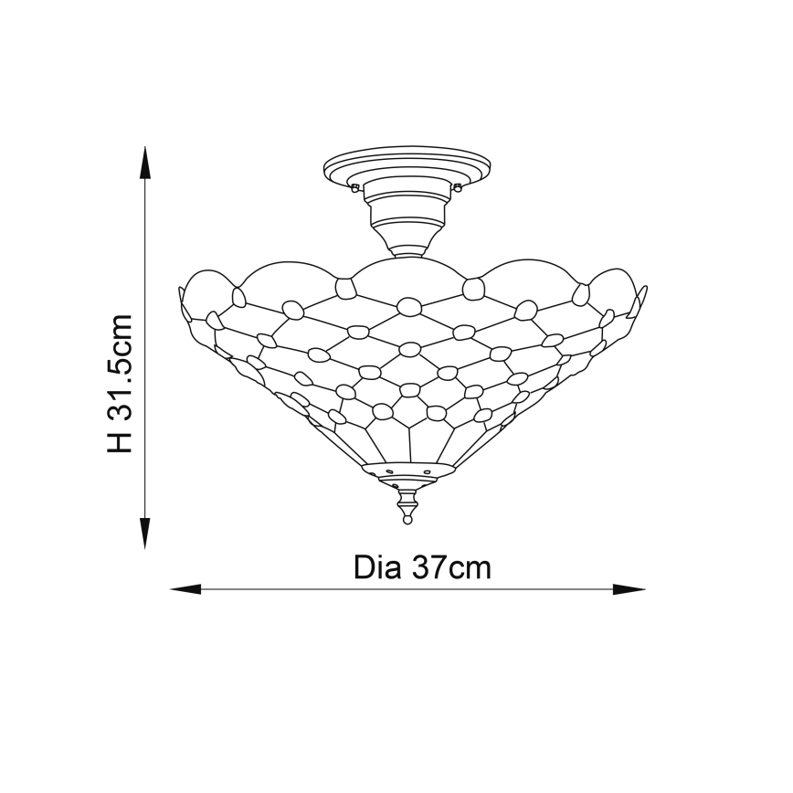 Endon 64300 - Tiffany PEARL Flush-Mount Chandelier 3xE27/60W/230V Ø 37 cm