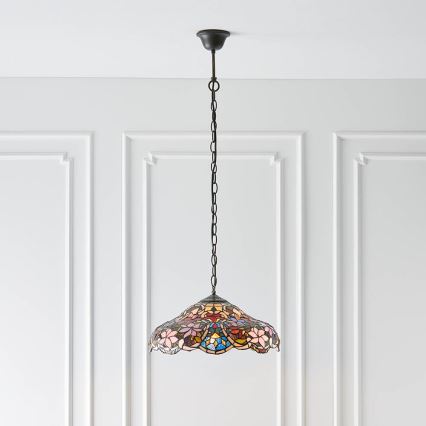 Endon 64325 - Chain-hung Tiffany chandelier SULLIVAN 1xE27/60W/230V Ø 40 cm