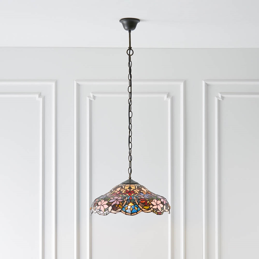 Endon 64325 - Chain-hung Tiffany chandelier SULLIVAN 1xE27/60W/230V Ø 40 cm