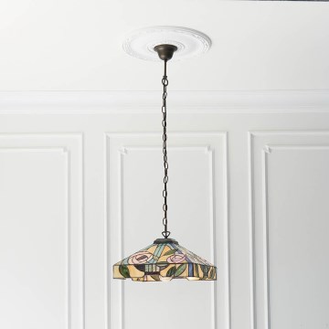 Endon 64385 - Tiffany WILLOW chain-hung chandelier, 1xE27/60W/230V, Ø 35 cm