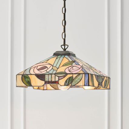 Endon 64385 - Tiffany WILLOW chain-hung chandelier, 1xE27/60W/230V, Ø 35 cm