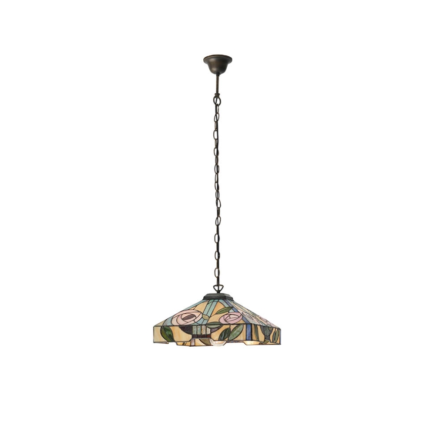 Endon 64385 - Tiffany WILLOW chain-hung chandelier, 1xE27/60W/230V, Ø 35 cm