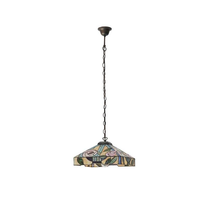 Endon 64385 - Tiffany WILLOW chain-hung chandelier, 1xE27/60W/230V, Ø 35 cm