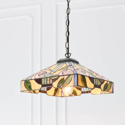 Endon 64385 - Tiffany WILLOW chain-hung chandelier, 1xE27/60W/230V, Ø 35 cm