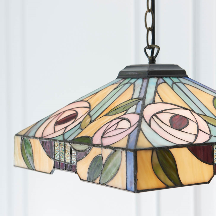 Endon 64385 - Tiffany WILLOW chain-hung chandelier, 1xE27/60W/230V, Ø 35 cm