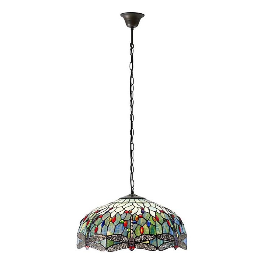 Endon 66148 - Chain-hung Tiffany DRAGONFLY chandelier 3×E27/60W/230V, Ø 50 cm