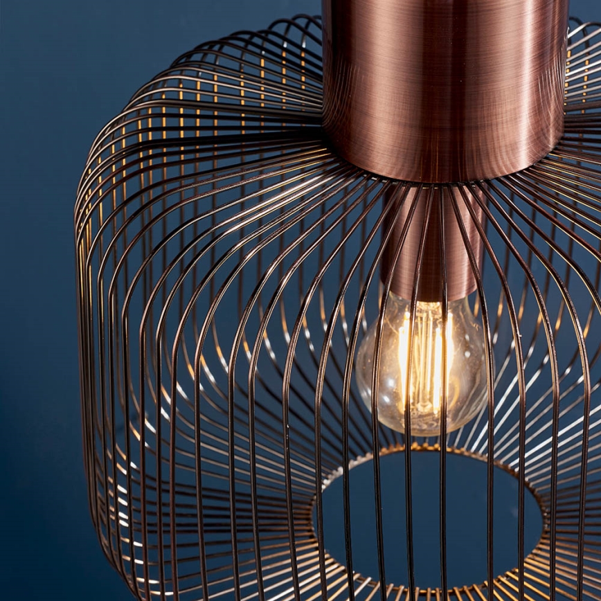 Endon 68986 - NICOLA Cable Pendant Light 1xE27/40W/230V, Copper